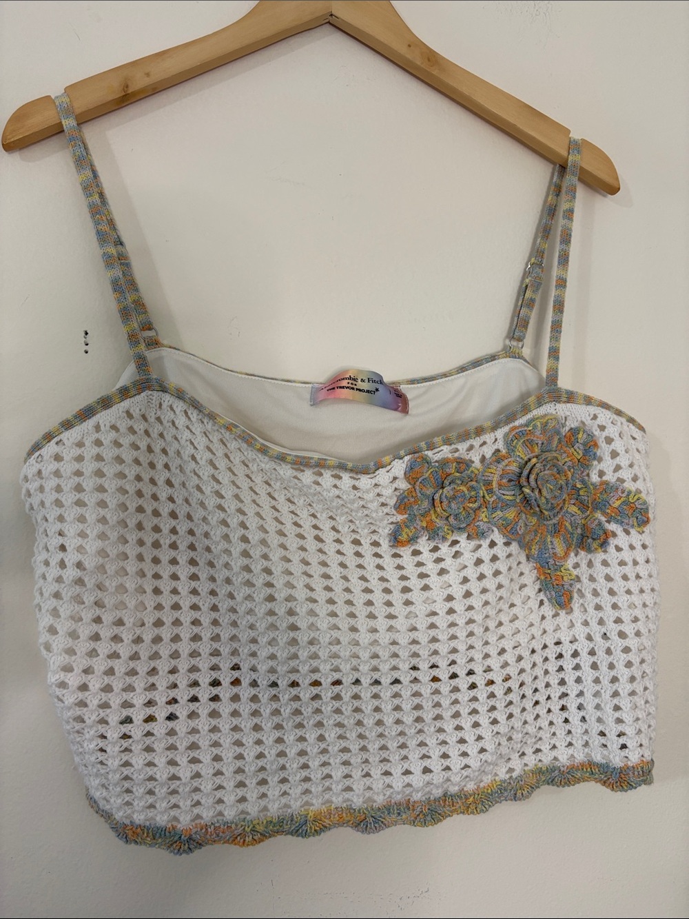 Abercrombie & Fitch for The Trevor Project Crop Tank Top Crochet White Boho XL